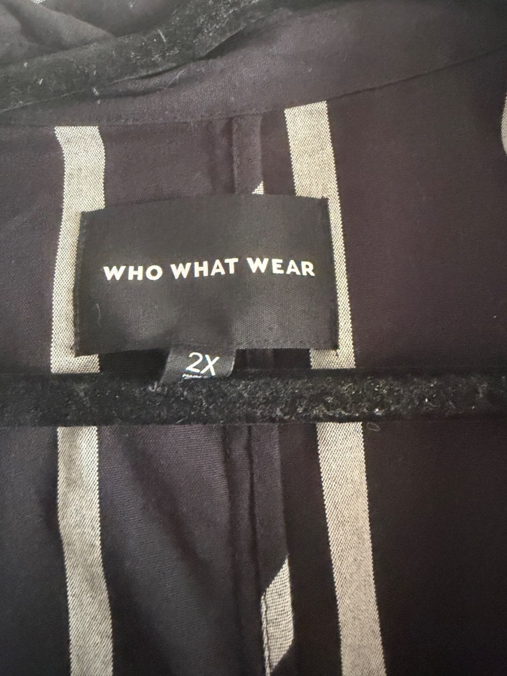 Who what wear black and grey stripe vest trench with tie waist belt - Picture 2 of 4